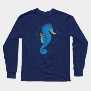 Riding a Sea Horse Astronaut by Tobe Fonseca Long Sleeve T-Shirt